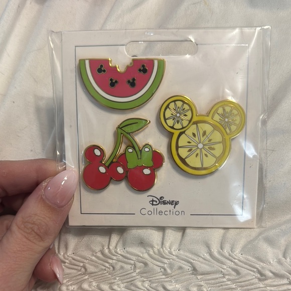 Disney Accessories - Disney Collection  Fruit-Themed Pins - Red, Yellow, Green